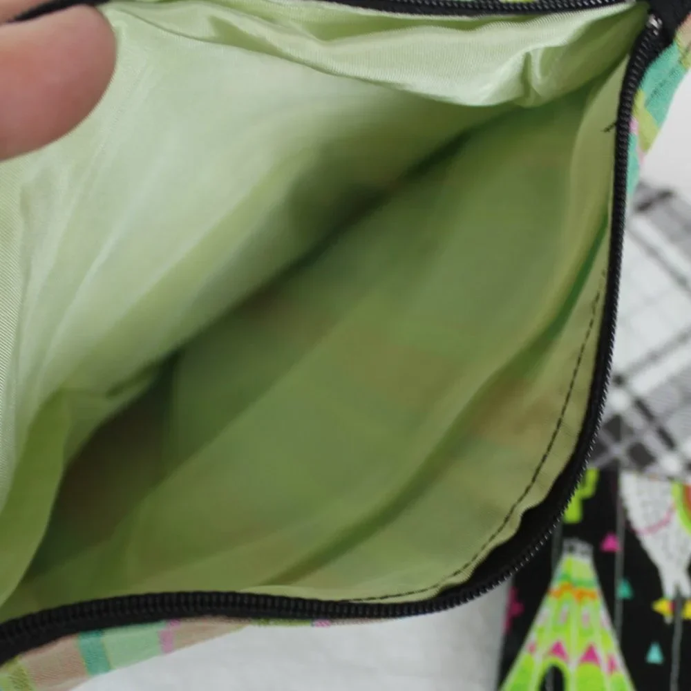 Llama Black & Green Print Zippered Pouch and Sunglass Case-Matching Set-Handmade